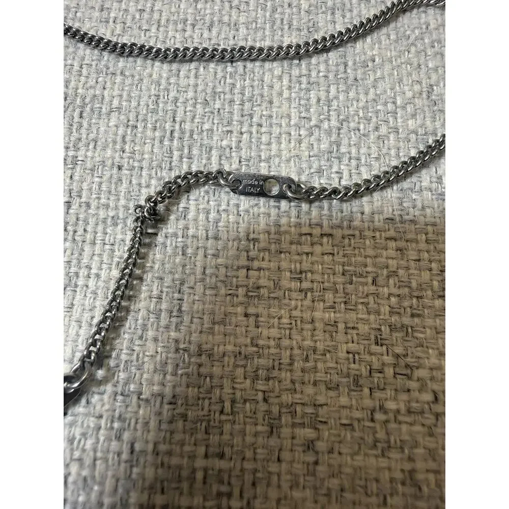 Louis Vuitton LV Initial Charm Necklace Gunmetal Silver 26”